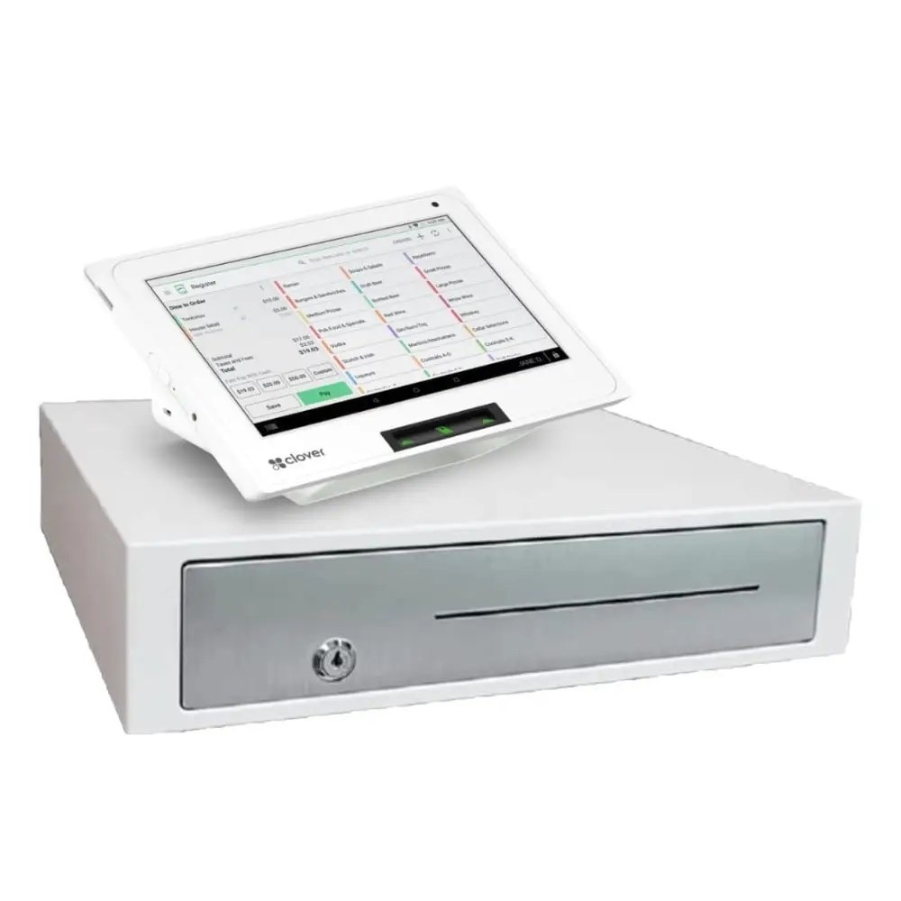 Clover POS System with White Tablet and Cash Drawer